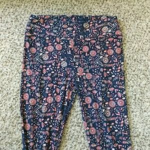 LuLaRoe leggings, blue with pink flowers